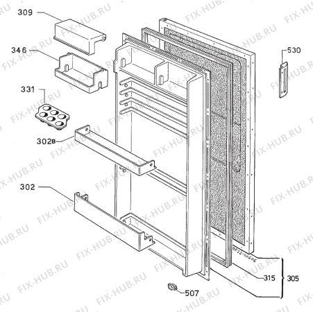 Взрыв-схема холодильника Frigidaire R202 - Схема узла Door 003